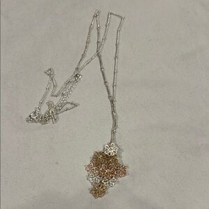 Elegant Silver and Gold Floral Necklace